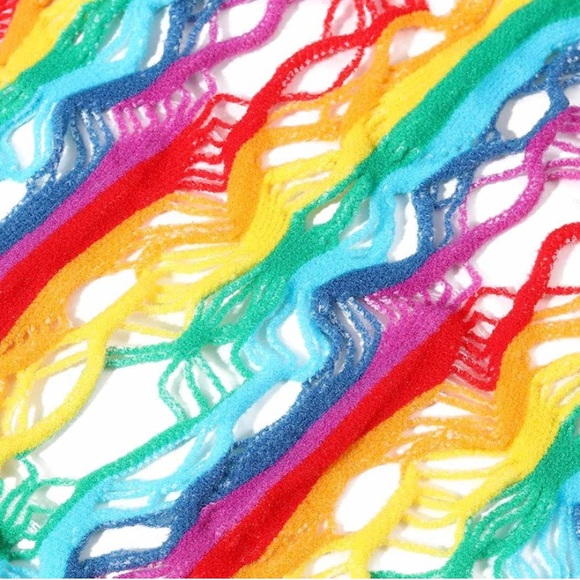 Rainbow Lace Mesh Long-sleeve Fishnet Dress - Picture 4 of 7